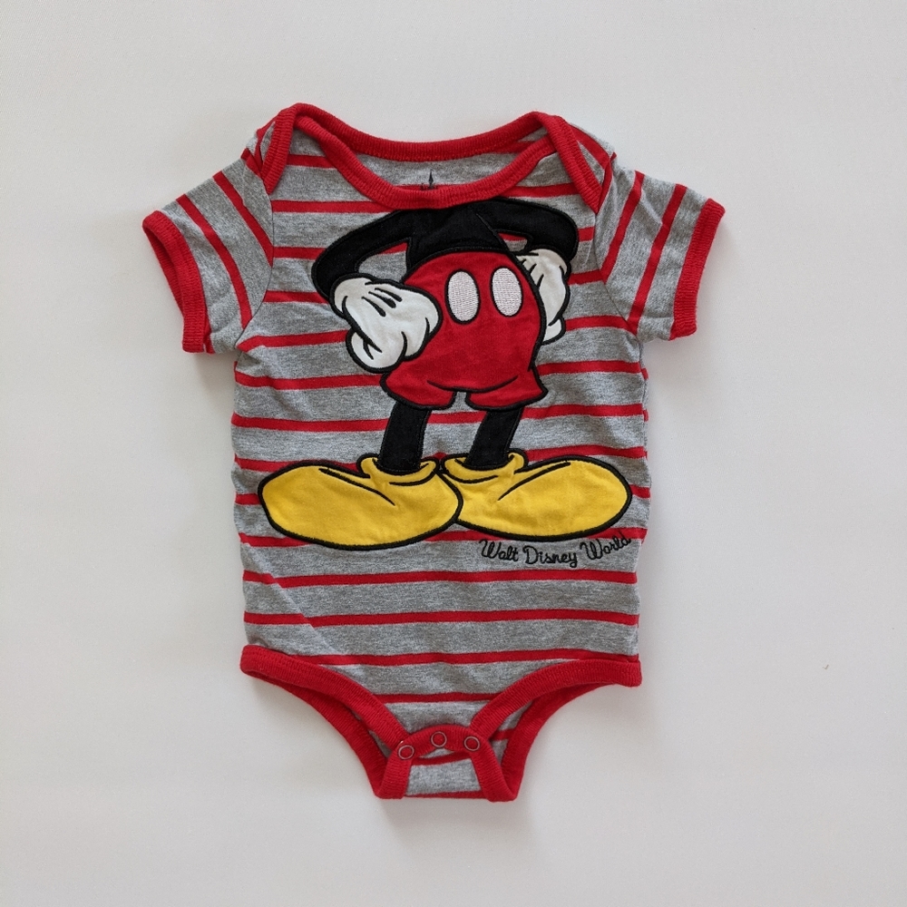 Disney Parks Short Sleeve Striped Mickey Onesie
